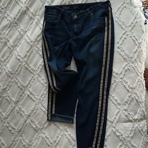 KUT size 12 EMMA ankle straight leg jeans with ribbon trim